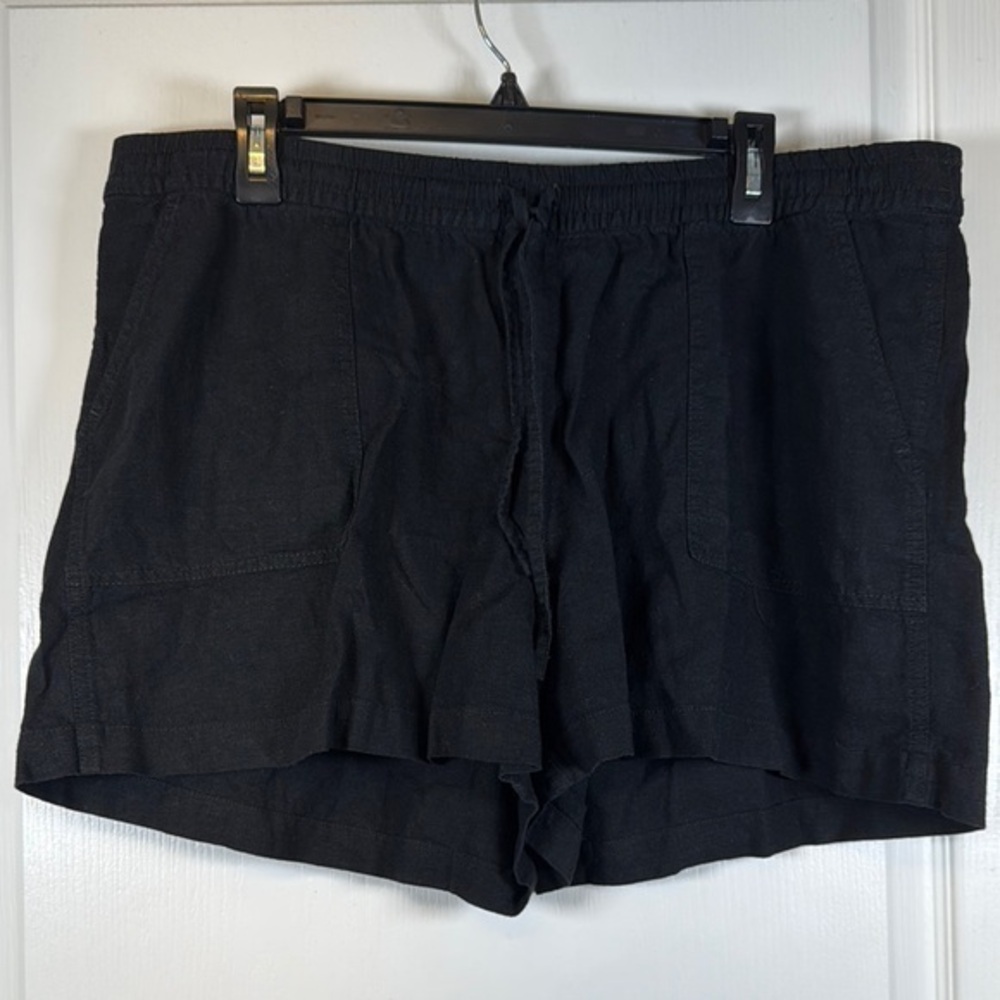 J Crew Black Linen Blend Drawstring Shorts Size XL EUC #5589
